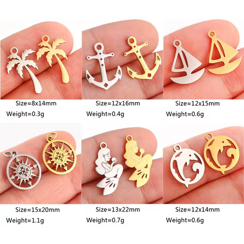 5Pcs Surfing/Anchor/Seagull/Four Leaf Clover Charm Stainless Steel Compass Nautical Pendant DIY Necklace Bracelet Jewelry Making 10 best sales compass charm - №3