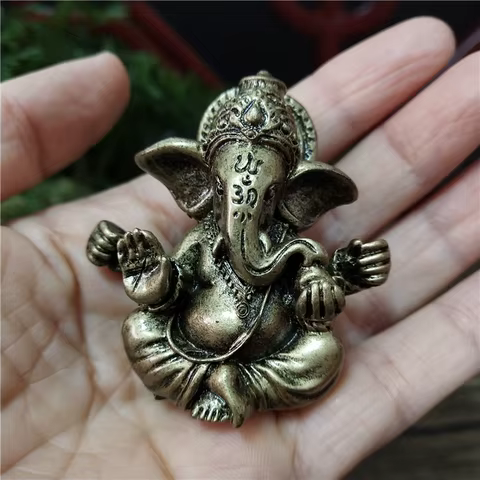 Bronze Color Lord Ganesha Statue Buddha Ornaments Elephant Hindu God Sculpture Figurines Home Office Decoration Buddha Statues 6 best sales buddha shop - №6