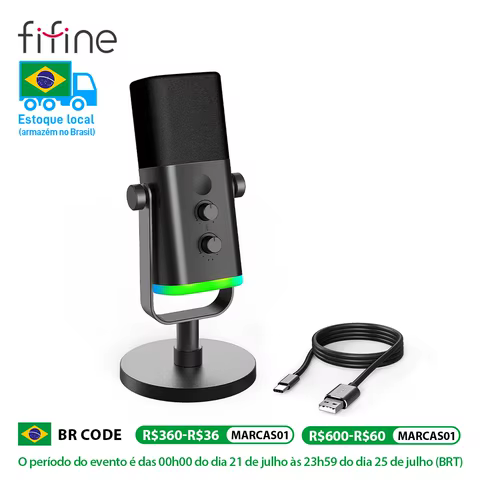 FIFINE USB/XLR Dynamic Microphone with RGB Control/Headphone jack/Mute,MIC for PC Gaming Recording Streaming AmpliGame-AM8 8 best sales hokery - №7