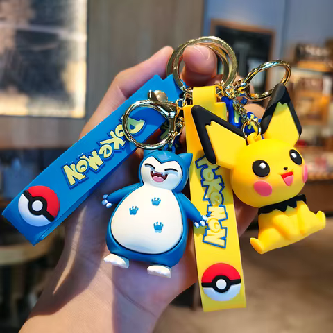Pokemon Action Figure Pikachu Keychain Anime Cute Snorlax Eevee Backpack Pendant Doll Car Key Ring Ornaments Jewelry Kids Gifts 6 best sales eevee keychain - №3