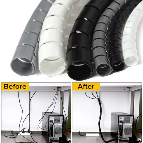 2M 16mm Flexible Spiral Cable Wire Protector Cable Organizer Computer Cord Protective Tube Clip Organizer Management Tools 10 best sales xeon sticker - №10