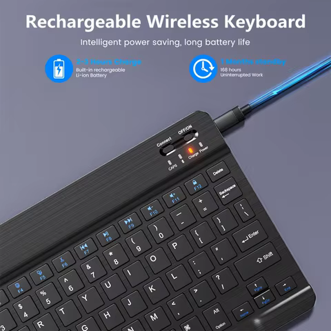 Bluetooth Wireless Keyboard Mouse For IOS Android Windows Tablet For iPad Air Mini Pro Spanish Korean Portugal Russian Keyboard 6 best sales lenovo keyboard - №1