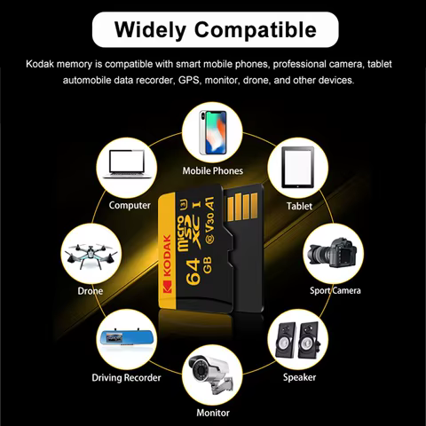 KODAK Micro SD 512GB 256GB Memory Card UP TO 100MB/s C10 U3 32GB 64GB 128GB TF Card 4K HD For USB Card Reader Adapter Microsd 10 best sales slme - №8