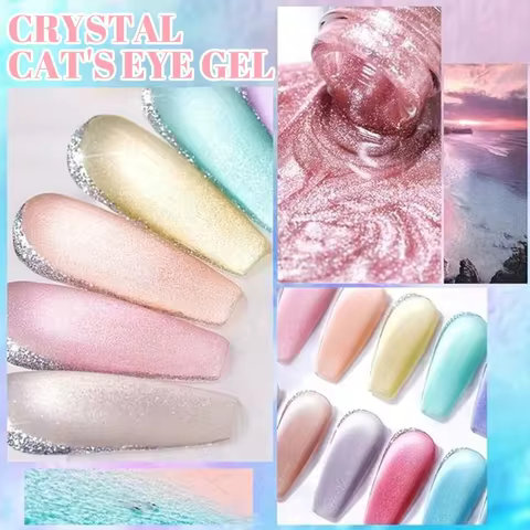 6pc Glitter Cat Magnetic Nail Gel Polish Set Cat Eye Holographic Reflective Semi Permanent UV Gel Soak Off Sparkling Nail Art 10 best sales glimmer - №6