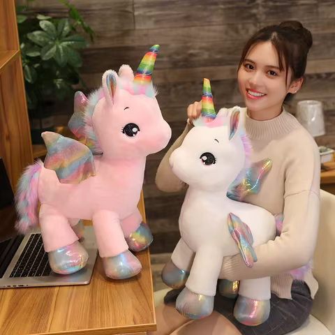 Huggable Soft Cute Unicorn Dream Rainbow Plush Toy High Quality Pink Horse Sweet Girl Home Decor Sleeping Pillow Gift For Kids 12 best sales dildo double horse - №1