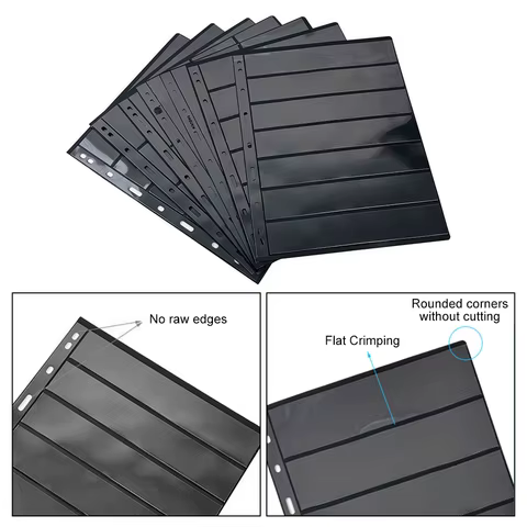 10Pcs Postage Stamp Album Pages Coin Collection Stamps Holder 7 Grid Binder Sleeves Stamp Collectors Loose-leaf Book Banknotes 12 best sales album coin - №7