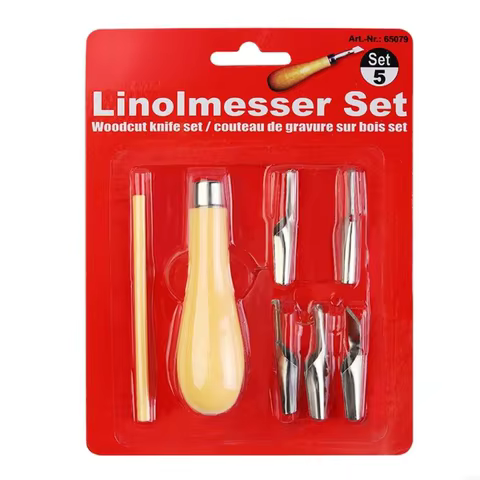 G2AA 2 Set Lino Cutting Tool Kits Block Carving Tool Linoleum Cutter Tool 8 best sales linocut - №6