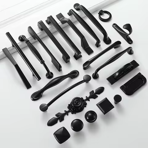 Black Handles Furniture Cabinet Knobs Muebles Handle Kitchen Handles Drawer Knobs Cabinet Pulls Cupboard Handles Knobs 12 best sales kitchen knob - №4