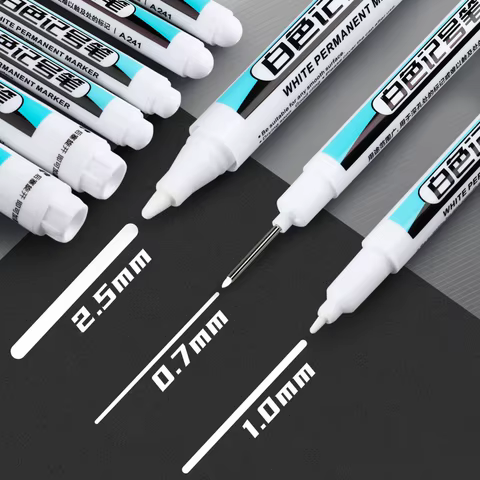 White Marker Oily Fine Tip Courier Waterproof Non-Fading Advertising Greeting Card Tire Glass Highlighter Pen Can Not Be Erased 12 best sales long marker - №11