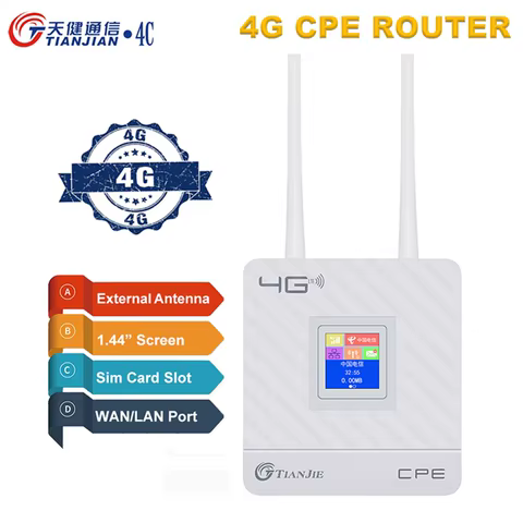 TIANJIE 150Mbps 4G Wifi Router Unlocked SIM Card Wireless Modem External Antenna Hotspot WAN LAN Broadband Adapter for IP Camera 12 best sales 4g lte router with outdoor antenna - №5