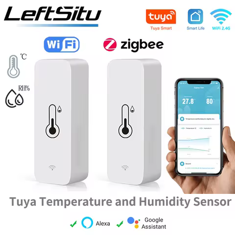 Tuya WiFi Zigbee Temperature Humidity Sensor Smart Home Indoor Hygrometer APP Monitoring Work with Google Home SmartLife Alexa 10 best sales sensor smart - №2