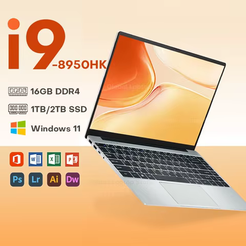 Windows 11 14.1 Inch i9 Gaming Laptop Computer PC Gamer 16GB RAM 1TB 2TB SSD Notebook Intel Core i9 8950HK Office Study Computer 10 best sales i9 laptop - №6