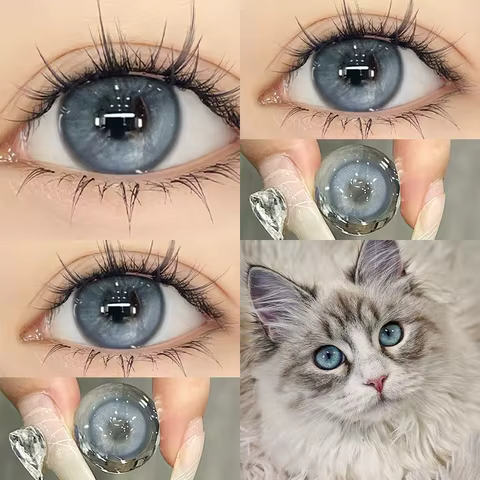 YIMEIXI 2Pcs Korean Colored Contacts Lenses with Myopia Soft Naturally Colored Cosmetics Blue Beautiful Pupil New Fast Shipping 10 best sales natural contact lenses - №5