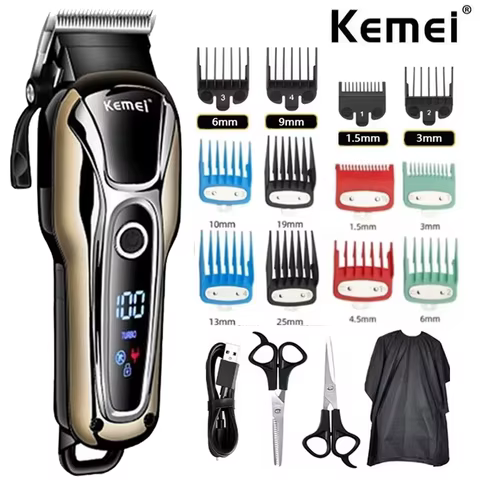 Kemei 1990 new hair clipper professional hair clipper men's hair clipper electric trimmer LCD display hair clipper Almighty set 10 best sales clipper set - №8
