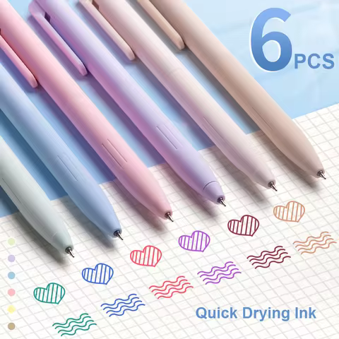 6PCs/set Morandi Color Gel Pen 0.5mm Gel Pens Sets for Note Taking Drawing Students Stationery Supplies Offices Accessories Gift 6 best sales color gel pen - №4