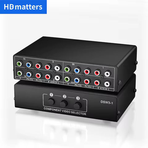 RGB component Switch selector box 3 in 1 out 5 RCA L/R Ypbpr component Switch AV Switcher hub for PS2 Wii Xbox DVD HDTV 10 best sales rca switch selector - №5