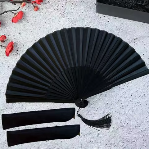 Chinese Style Black Vintage Hand Fan Folding Fans Dance Wedding Party Favor Chinese Dance Party Folding Fans 6 best sales fanxiang - №3
