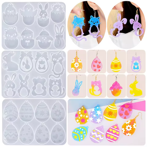 Multi-Style Earring Pendant Silicone Mold Fancy Epoxy Resin Mould For DIY Ornaments Keychain Necklace Charms Epoxy Resin Crafts 10 best sales silicon resin - №10