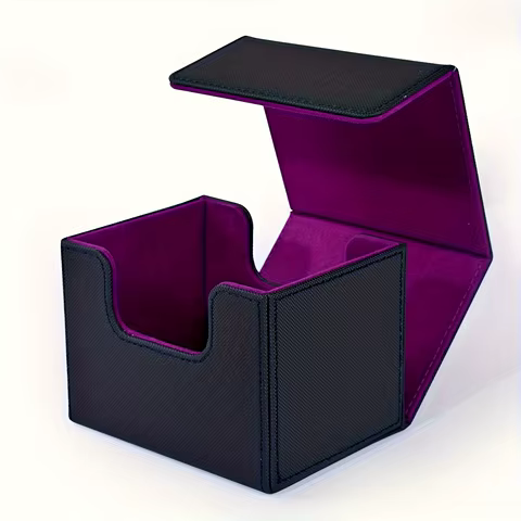 Card Deck Box , Card Storage Box Fits 100 single Sleeved Cards, PU Leather Strong Magnet Card Deck Case for TCG Cards 10 best sales korea coin - №5