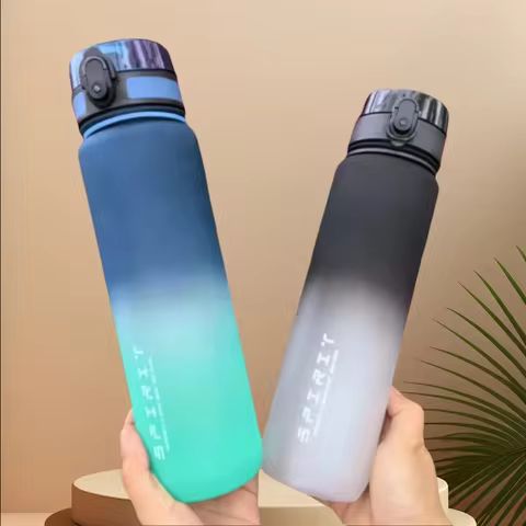 500ML/650ML/1000ML Large Capacity Sports Bottle Motivational Leak Proof Portable Reusable Plastic Cups Outdoor Travel Gym Jugs 10 best sales flip fuel - №7