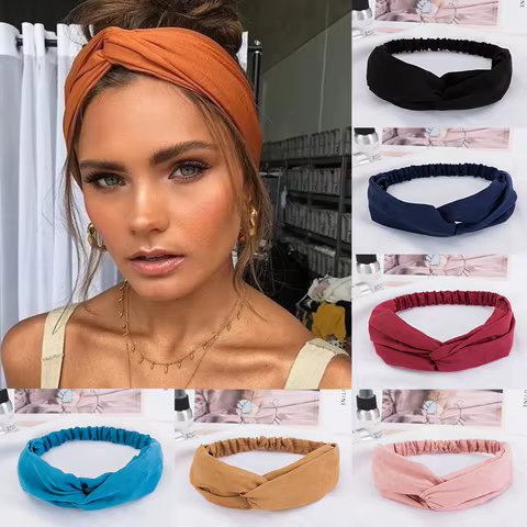 2024 New Design Fashion Women Summer Style Headbands Bohemian Girl Cross Turban Bandage Bandanas Hairbands Hair Accessories 10 best sales flower power accessories - №10