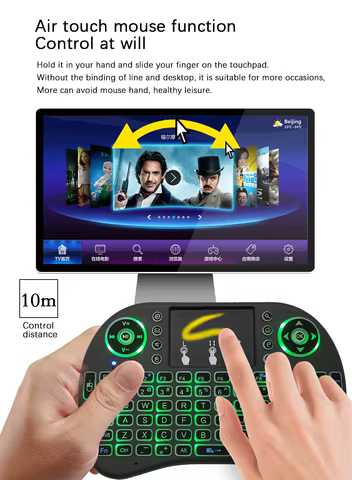 2.4G Air Mouse with Touchpad Keyboard i8 Arabic French Spanish Russian Backlit Mini Wireless Keyboard for PC Android TV Box 10 best sales macro keys - №3