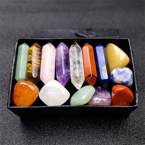 14pcs Pointed Quartz Crystal Chakra Healing Stones And Crystals Set Hexagon Rose Quartz Gems For Meditation Bedroom Decor 10 best sales cherry blossom beads - №2