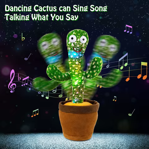 Dancing Cactus 120 Song Speaker Talking Usb Battery Voice Repeat Plush Cactu Dancer Toy Talk Plushie Stuffed Toys For Kids Gift 12 best sales toy for boy - №2