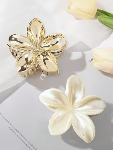 1/2 Pcs Fashion Simple Shiny Egg Flower Hair Claws For Women Girls Party Hair Accessories 10 best sales large flower hair claw clips - №2