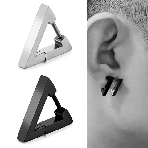 1 Pairs Punk Triangle Earrings - Unisex, Hypoallergenic Stainless Steel for Modern Style & Durability 6 best sales nirvana flag - №6
