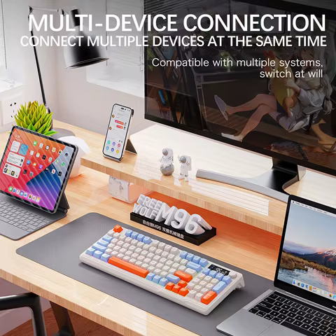 M96 Bluetooth Keyboard Wireless FREEWOLF Screen Gaming Keyboard,Electronic Screen, Multi-Device Connection,Ergonomics Gaming 10 best sales 108 keyboard kit - №4