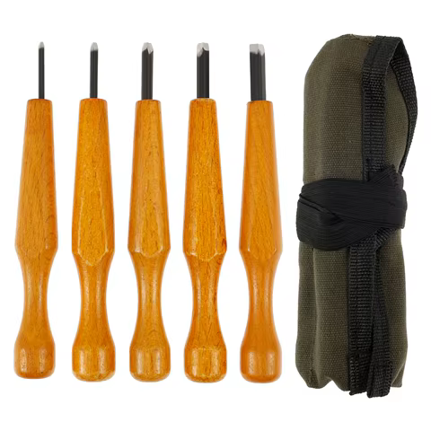 5Pcs Triangular Linocut Carving Tools Comfortable Grip Assorted Sizes Wood Carving Set With Blade Protectors for Woodcarving 8 best sales linocut - №5