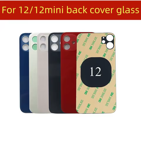 back cover For iPhone 12/12mini Back Glass Panel Battery Cover Big Hole Rear Door Housing Case Replacement Parts With 3M Tape 12 best sales iphone 12 housing replacement - №4