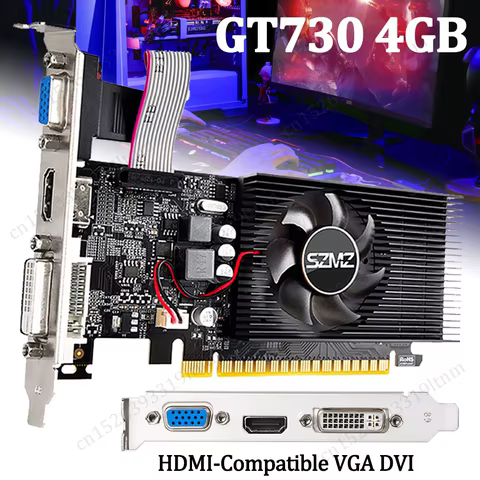 GT730 4GB DDR3 Video Card GT 730 Graphics Card HD VGA DVI Port PCI-E2.0 16X Computer Gaming Graphics Cards Mute Fan GT610 1G/2G 8 best sales gtx 1080 shroud - №3