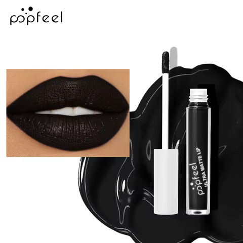 POPFEEL Hallowmas Lip Makeup Kit Black Lip Stick Black Lip Gloss Matte Lip Stick Long Lasting 10 best sales mate kit - №5
