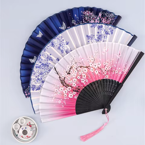 Vintage Silk Folding Hand Fan Chinese Japanese Bamboo Fans Craft Gifts Women Dance Performance Props Home Decoration Ornaments 6 best sales fanxiang - №5