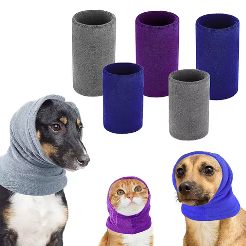 Dog Grooming Earmuff Warm Headband Ear Cover Neck Hat Noise Cancel Scarf Collar Soundproof Anxiety Pet Bath Quiet Dry HeadSleeve 8 best sales dog ear noise protection - №7