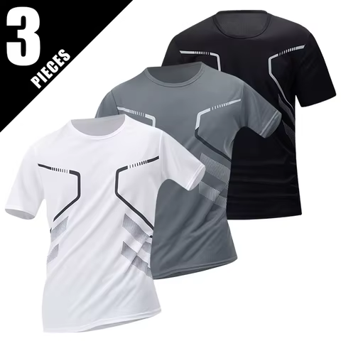 1/3/4 Pieces Summer Men's Printed Quick-drying Breathable Short-sleeved Plus Size Loose Sports Casual T-shirt Multicolor Choice 12 best sales donetsk - №3