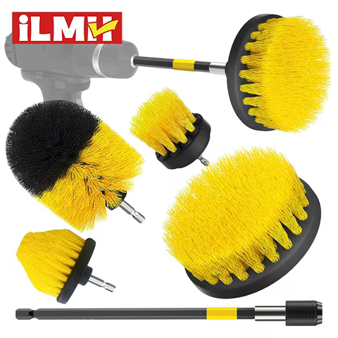 Electric Scrubber Grill Brush Kit 2/3.5/4'' Power Cleaning Brush for Car Bathroom Floor, Tub Shower Grout Nylon Attachments 8 best sales electric grill brush - №8
