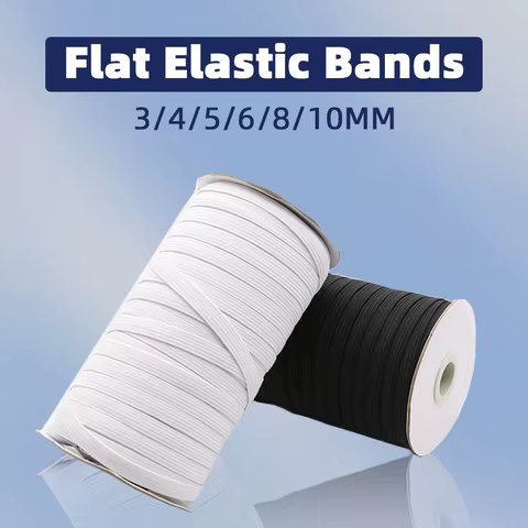3/4/5/6/8/10MM White/black Flat Elastic Bands Elastic rubber band wedding Garment elastic tape for DIY sewing Stretch Rope acces 10 best sales rubber for clothes - №8