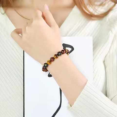 Colored Tiger Eye Bracelet Men and Women Charm Natural Stone Jewelry Healing Buddha Elastic Rope Couple Crystal Bead Bracelet 6 best sales buddha shop - №2