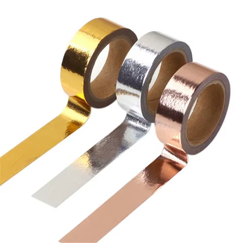 15mm*10m Japanese Kawaii DIY Scrapbooking Tools Gold Foil Washi Tape Gold/Silver/Copper/Rose/Green Color Masking Tape 8 best sales washi tape gold - №8