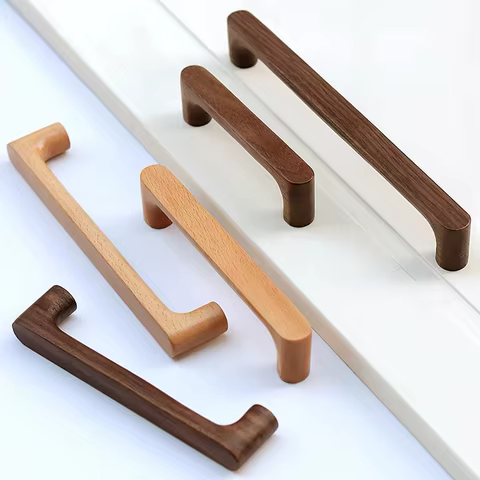 Nordic Wood Cabinet Handle Solid Wooden Kitchen Door Handle Dresser Wardrobe Knobs Cupboard Drawer Pull Furniture Handles 12 best sales kitchen knob - №7