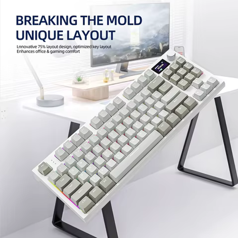 K86 Wireless Hot-Swappable Mechanical Keyboard Bluetooth/2.4g With Display Screen and Volume Rotary Button for Games and Work 12 best sales portable keyboard - №11