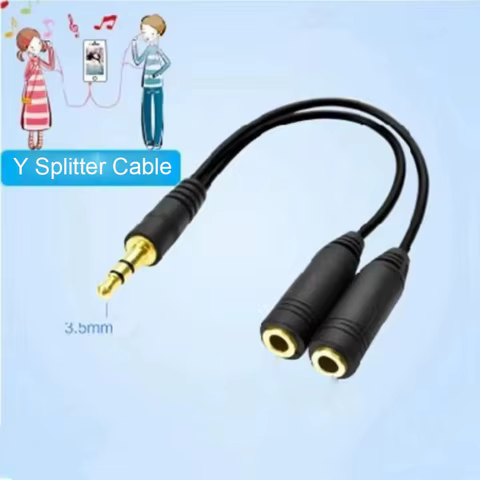 Dual Female Audio Cable Y Splitter Cable 3.5 Mm 1 Male To 2 for Earphone Headset Headphone MP3 MP4 Stereo Plug Adapter Jack 12 best sales 2 male 1 female 3.5mm - №10