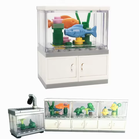 City Friends Fish Tank Building Blocks MOC Assemble Toys ClownFish Turtle Lizard Pet Blocks DIY Toy Creative Toys for Kids Gift 12 best sales lego fish tank - №2