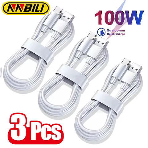 NNBILI 1-3PCS 10A 100W Type C Super Fast Charging Cable Data Cord For Huawei OPPO vivo iQoo Quick Charing USB C Cables 8 best sales anker powercore - №2
