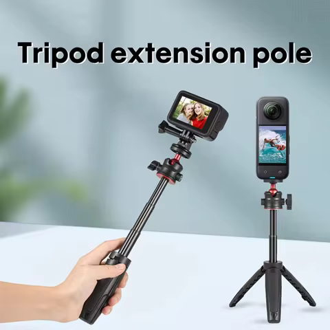 Extension Pole Tripod, Mini Selfie Stick Tripod Stand Handle Grip for GoPro Insta360 DJI Action Pocket Camera 6 best sales tripod handle - №4
