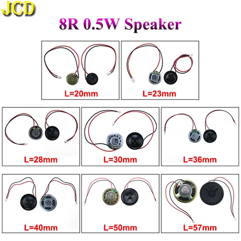1X 8 Ohm 8R 0.5W Mini Ultra-thin Horn Speaker Diameter 20mm 23mm 28mm 30mm 36mm 40mm 50mm 57mm Loudspeaker W/ P2.0 Termina Wire 10 best sales 50mm speaker - №3