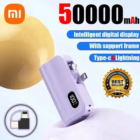 Xiaomi Mini Power Bank 50000mAh 2-in-1 Large Capacity Digital Display Portable Fast Charging External Battery for Iphone Samsung 10 best sales 2 in 1 charger and power bank - №8